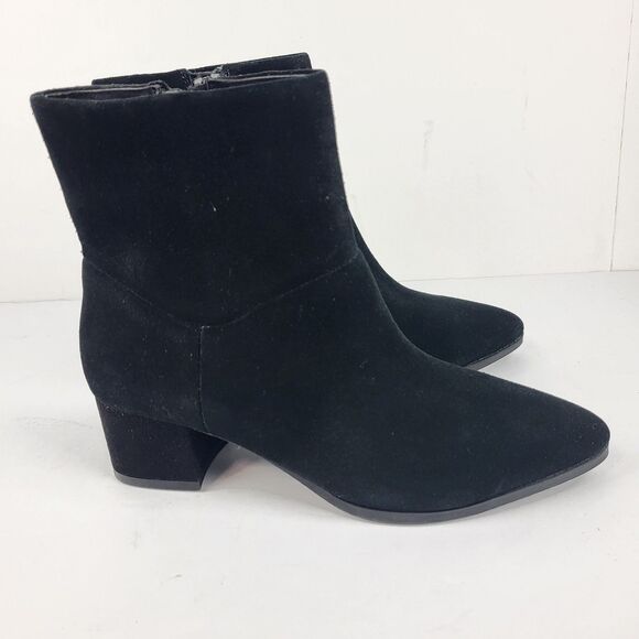 Blondo Amy Waterproof Black Suede Ankle Boots Block Heel Zip Up Size 6M - Picture 5 of 11